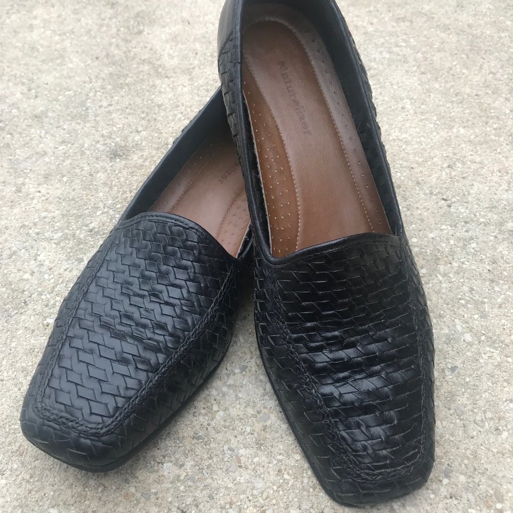 Naturalizer Sammy Black Woven Leather Flats, Size 11 N